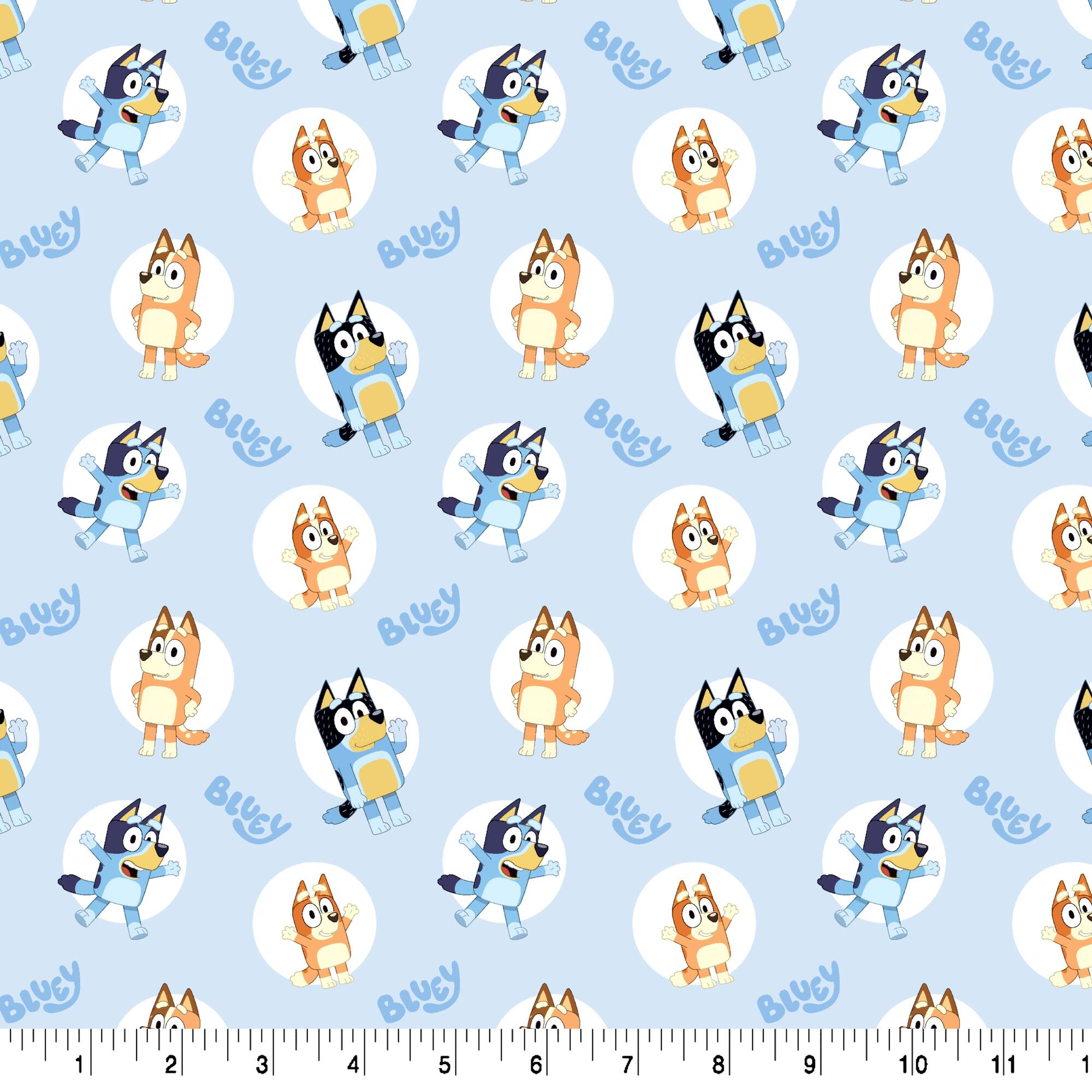 Bluey Circles Cotton Fabric